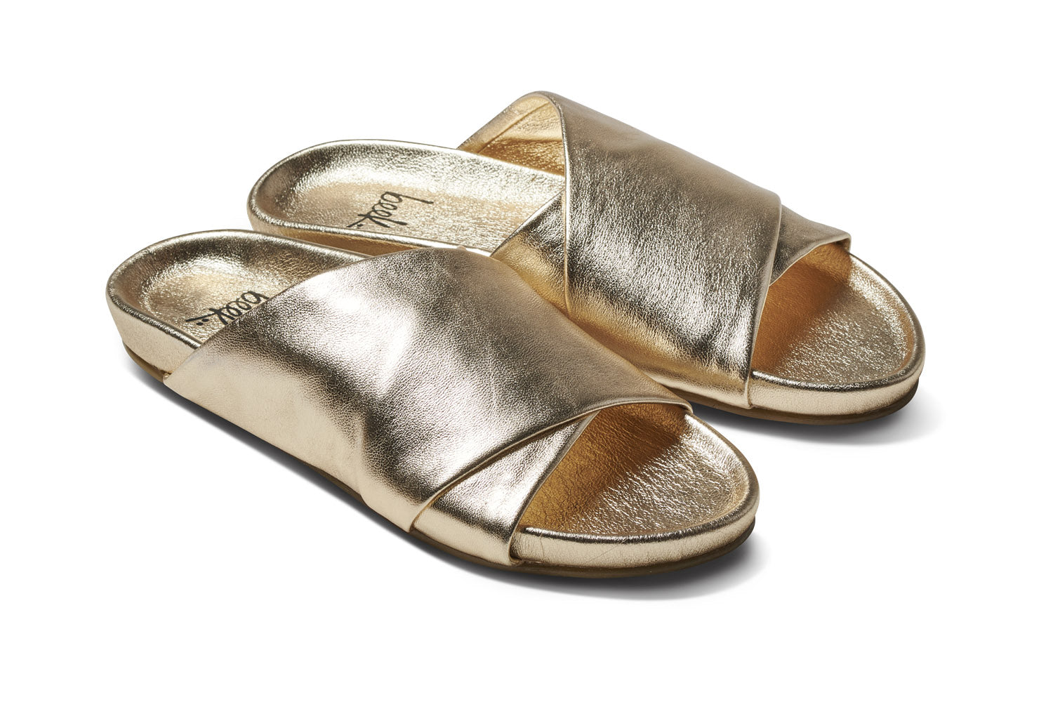 Kea Gold Leather Slide Sandal beek