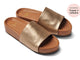 Pelican leather platform sandal in gold/honey - angle shot - as seen in Travel + Leisure