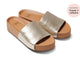 Pelican platform sandal - platinum/beach - angle shot. As seen in Travel + Leisure.