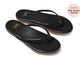 Sunbeam leather flip flop sandal in black - angle shot - with "as seen in Wall Street journal" press bubble