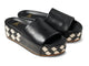 Albatross Woven leather platform sandal in eggshell/black - product angle shot