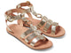 Attila ankle strap leather sandals in platinum/beach - angle shot