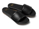 Baza leather slide sandals in black - angle shot