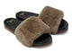 Baza Shearling slide sandal in bronze/black - product angle shot