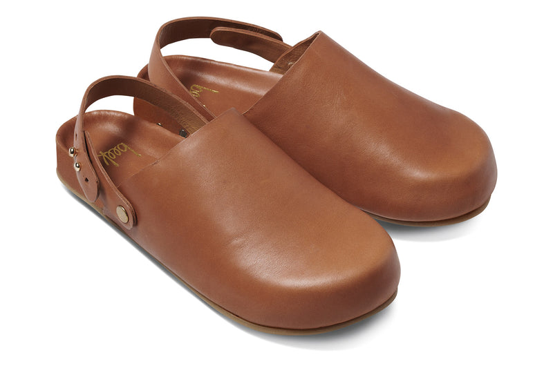 Brant leather mule in tan - angle shot