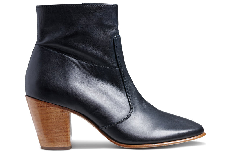 Catbird leather boot in black - product outside side shot