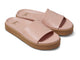 Chick leather platform slide sandals in blush - product angle shot