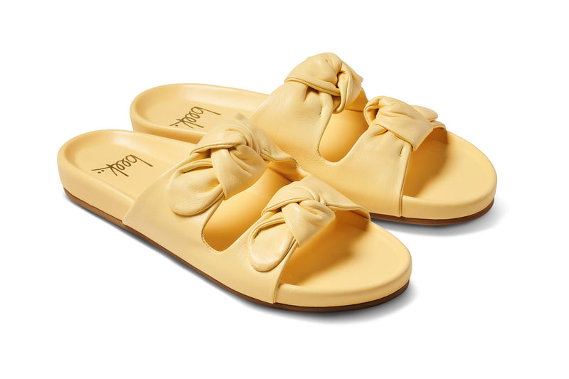 Coquette leather slide sandal in glow - product angle shot