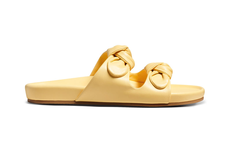 Coquette leather slide sandal in glow - product outer side shot