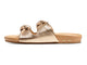 Coquette leather slide sandals in gold/beach - product side shot