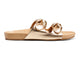 Coquette leather slide sandals in gold/beach - product outer side shot