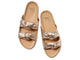 Coquette leather slide sandals in gold/beach - product top shot