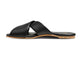 Fernbird leather slide sandals in black - product side shot