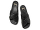 Fernbird leather slide sandals in black - product top shot