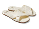 Fernbird leather slide sandal in vanilla - product angle shot