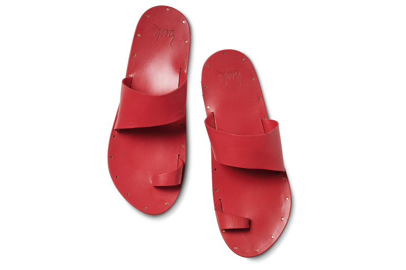 Finch leather toe-ring sandal in lipstick - product top shot