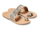 Finch leather toe-ring sandal in snake/beach - product angle shot