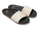 Gallito leather slide sandal in eggshell/black - angle shot