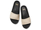 Gallito leather slide sandal in eggshell/black - top shot