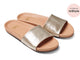 Gallito slide sandal - platinum/beach - angle shot - as seen in InStyle