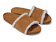 Gallito Shearling suede slide sandals in almond - product angle shot