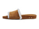 Gallito Shearling suede slide sandals in almond - product side shot