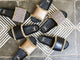 Group shot of Gallito Shearling leather slide sandals in mocha/black, multi-black, black.