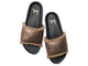 Gallito Shearling leather slide sandals in mocha/black - product top shot