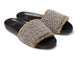 Gallito Shearling leather slide sandals in multi/black - product angle shot