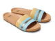 Gallito Stripe leather slide sandal in sky/beach - product angle shot