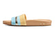 Gallito Stripe leather slide sandal in sky/beach - product side shot