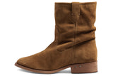 Grouse slouchy leather boot in chestnut - product side shot