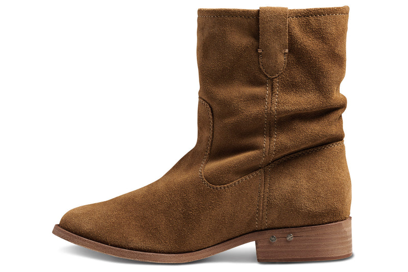 Grouse slouchy leather boot in chestnut - product side shot