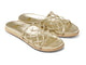 Harpy leather slide sandal in gold - product angle shot