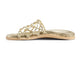 Harpy leather slide sandal in gold - product side shot