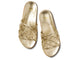 Harpy leather slide sandal in gold - product top shot