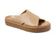 Hen leather platform criss-cross sandals in beach - single shoe angle shot