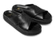 Hen platform leather slide sandal in black - angle shot