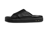 Hen platform leather slide sandal in black - side shot