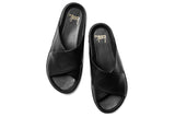 Hen platform leather slide sandal in black - top shot