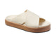 Hen leather platform criss-cross sandals in eggshell - single shoe angle shot