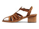 Heron leather ankle strap block heel sandal in tan - product side shot