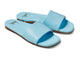 Honeybird leather slide sandal in sky - product angle shot