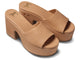 Ibis leather platform heel sandals in beach - angle shot