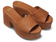 Ibis leather platform heel sandals in tan - angle shot