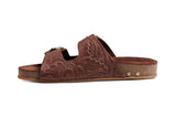 Jery embossed leather slide sandal n chocolate - product side shot