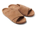 KEA suede slide sandal in almond - product angle shot