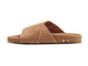 KEA suede slide sandal in almond - product side shot