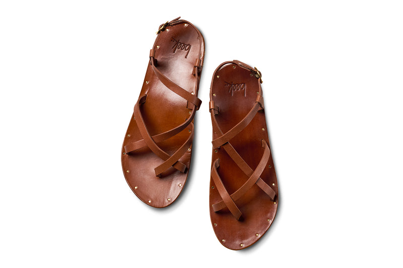 Linnet leather toe-ring sandal in tan - product top shot