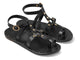 Miner leather studded sandals in black - angle shot